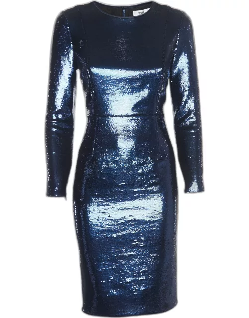 Diane Von Furstenberg Blue Sequined Midi Dress