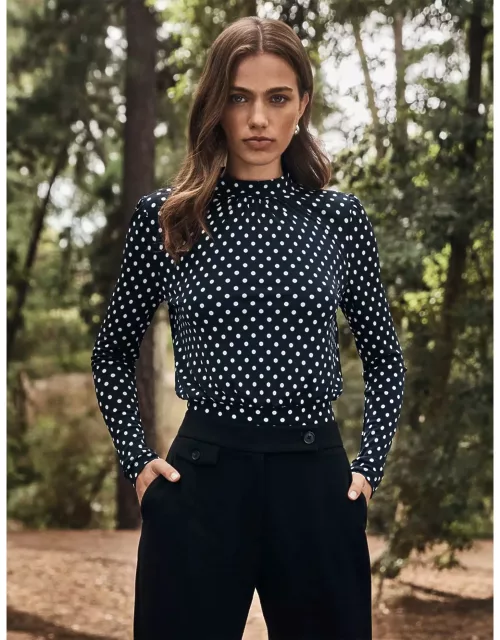 Forever New Women's Beatrice High-Neck Spotted Top in Canterbury Spot