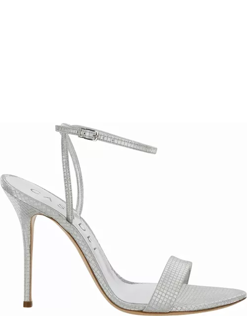 Casadei diadema Silver Sandals With Blade Heel In Metallic Fabric Woman