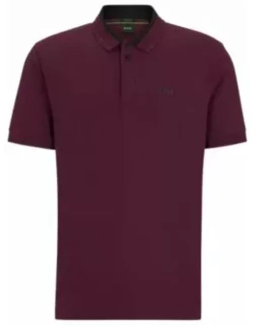 Stretch-cotton polo shirt with 3D-stripe collar- light pink Men's Polo Shirt