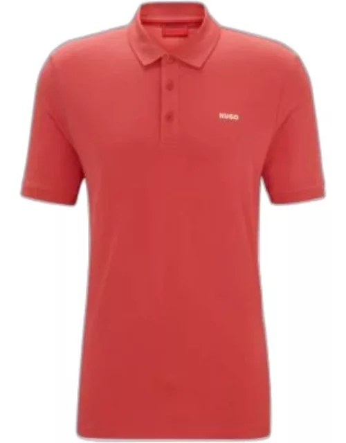Cotton-piqu polo shirt with logo print- Red Men's Polo Shirt