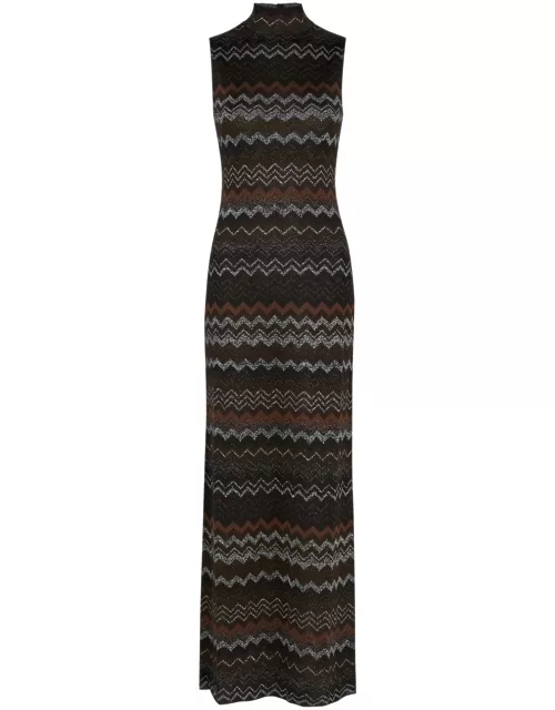 Missoni Zigzag-intarsia Metallic Fine-knit Maxi Dress - Black - 44 (UK12 / M)
