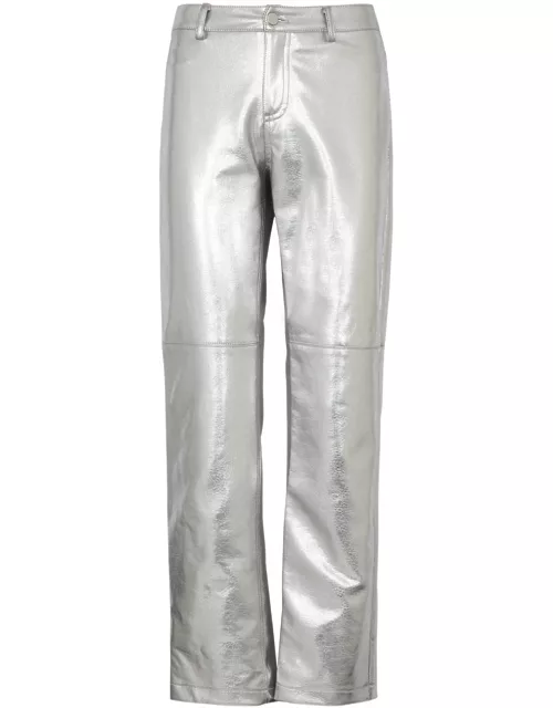 Jakke Cindy Metallic Faux Leather Trousers - Silver - XS (UK6 / XS)