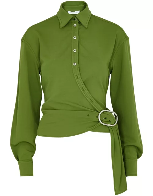 Rabanne Belted Wrap Shirt - Green - 40 (UK12 / M)