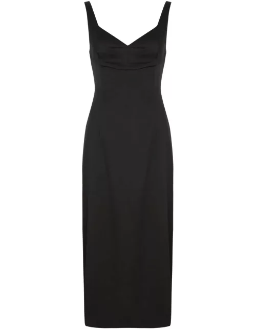 Paige Centhia Satin Midi Dress - Black - 2 (UK6 / XS)