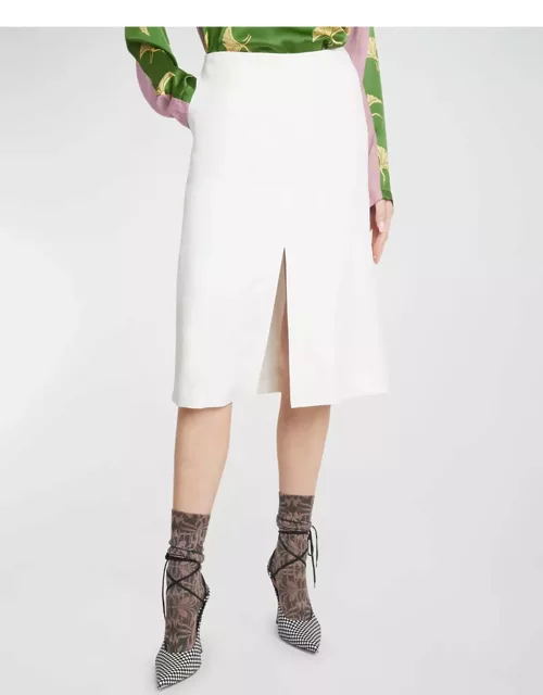 Slit-Hem A-Line Midi Skirt