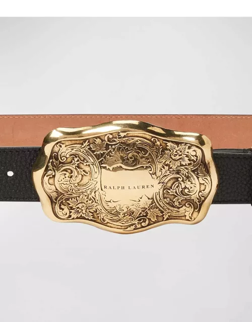 RL Western Pebbled Leather Belt