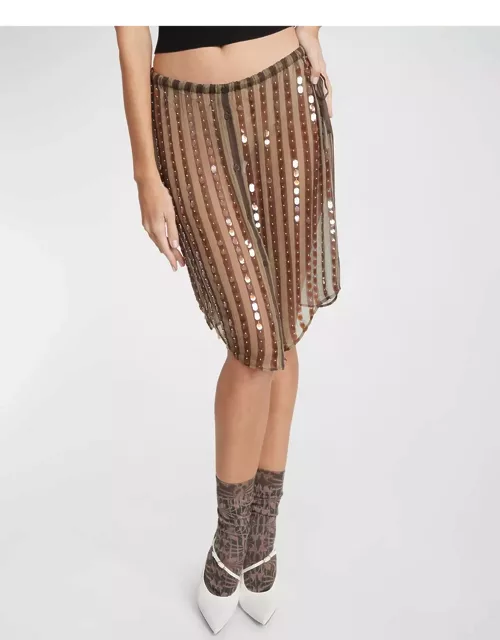 Shirty Embellished Sheer Midi Skirt