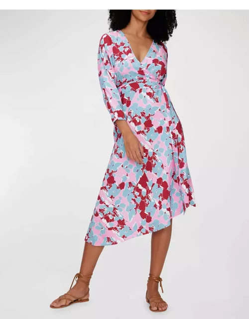 Eloise Floral-Print High-Low Midi Wrap Dres