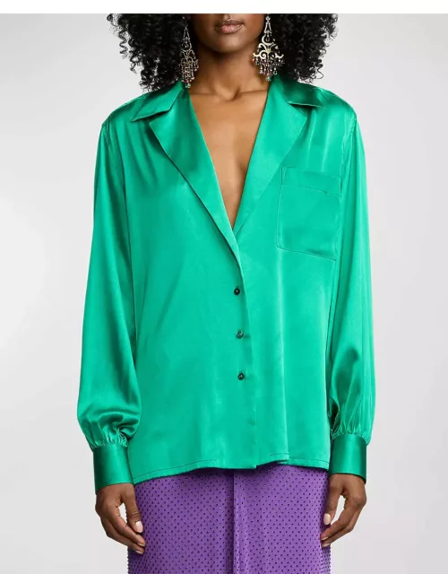 Roslin Stretch Charmeuse Button-Front Shirt
