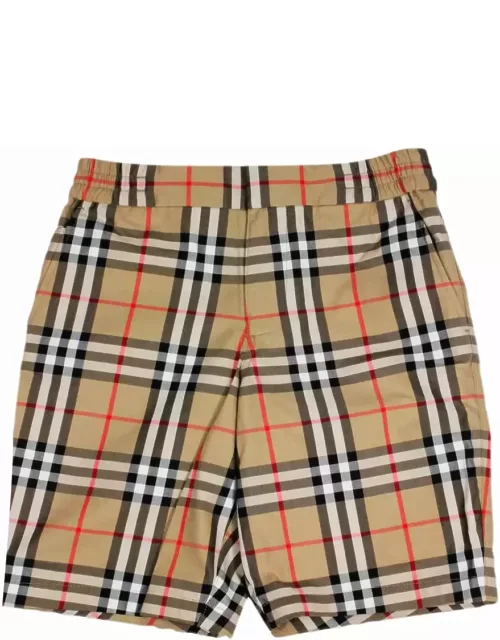 Burberry Cotton Shorts With Check Pattern And Hook And Zip Closure