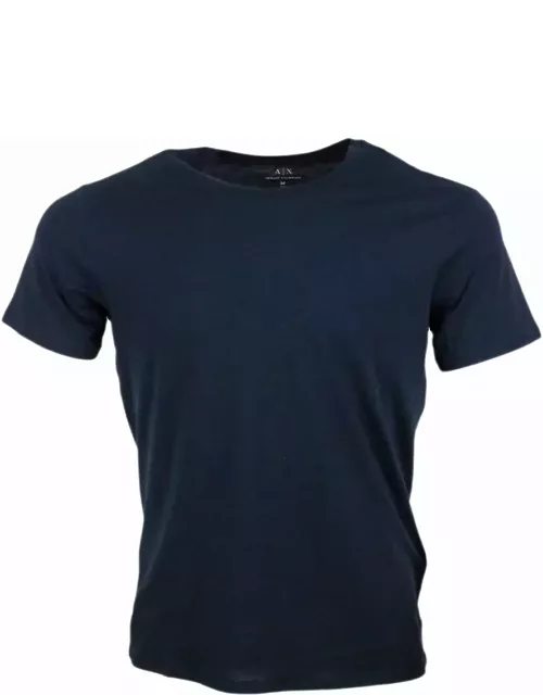 Armani Collezioni Short-sleeved Crew-neck T-shirt With Small Studded Logo On The Chest And Botto