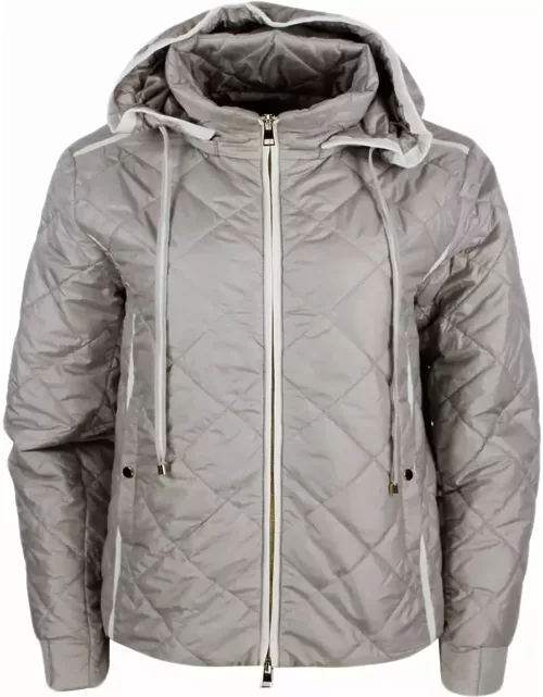 Lorena Antoniazzi Lightweight Quilted Nylon Jacket With Detachable Hood And Zip Closure