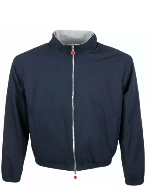 Kiton Super Light Bomber Jacket In Very Soft Technical Fabric With Zip Closure With Logo On The Zip Pull And Interior Lined In Fine Cotton