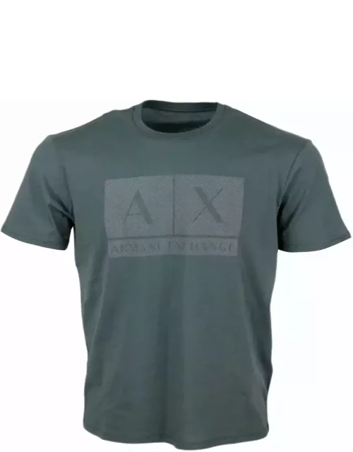 Armani Collezioni Short-sleeved Crew-neck T-shirt With Three-dimensional Logo On The Chest