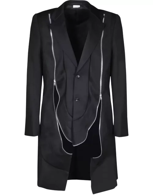 Comme Des Garçons Homme Plus Zip Details Black Coat