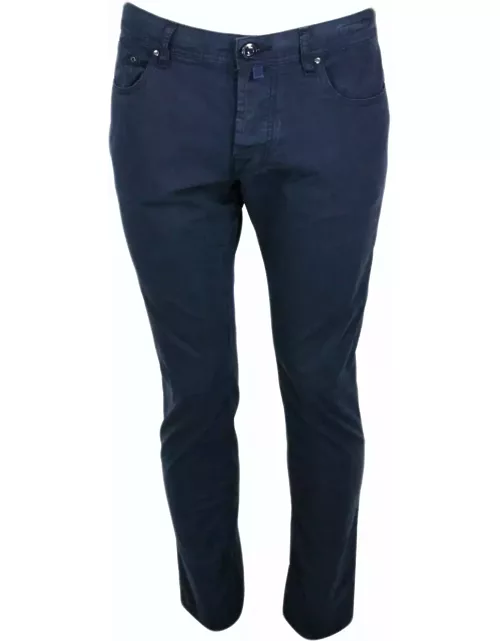 Jacob Cohen Bard J688 Luxury Edition Trousers In Soft Stretch Cotton With 5 Pockets With Closure Buttons And Lacquered Button And Pony Skin Tag With Logo