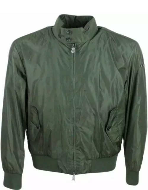 Add Water-repellent Nylon Bomber Jacket, Zip Closure And Pockets With Flap Closure