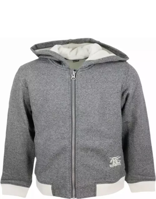 Burberry Long-sleeved Zip-up Hoodie In Terry-effect Cotton With Embroidered Logo