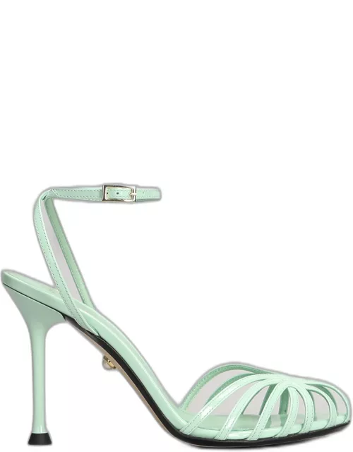 Alevì Ally 095 Sandals In Green Patent Leather