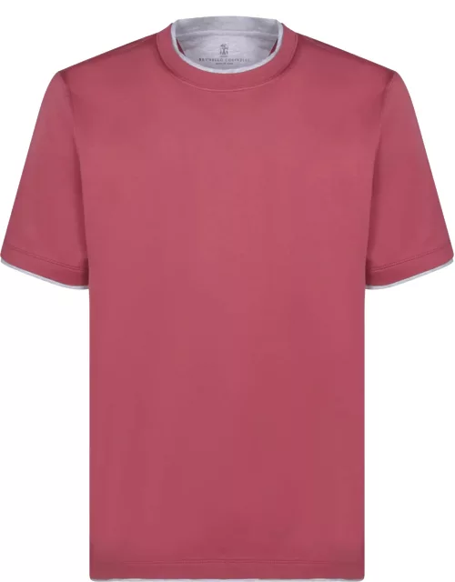 Brunello Cucinelli Contrastind Edges Salmon T-shirt