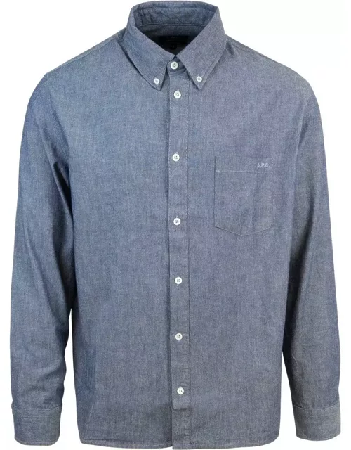 A.P.C. Logo Embroidered Washed Denim Shirt