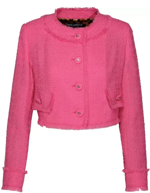 Dolce & Gabbana Frayed Hem Tweed Jacket