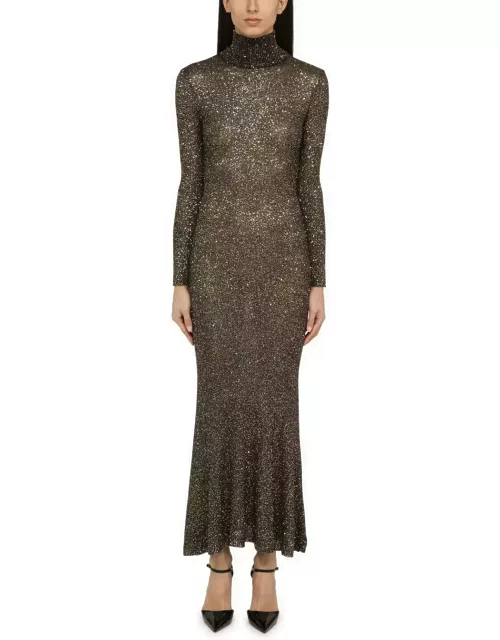 Balenciaga Brown And Gold Dress With Sequin
