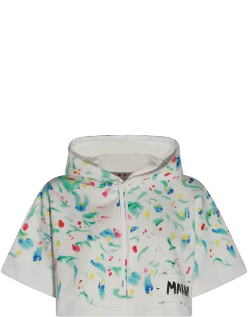 Marni Logo Patch Cropped Hoodie