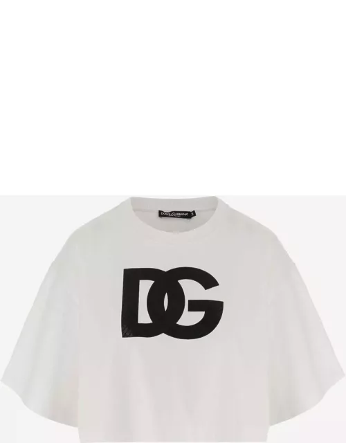 Dolce & Gabbana Cotton Crop T-shirt With Logo