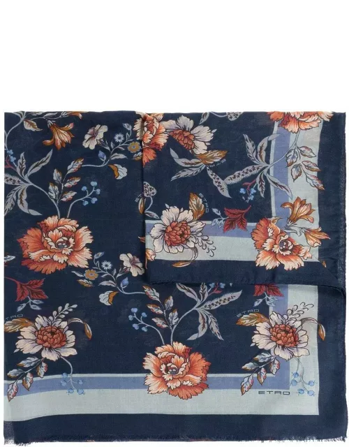Etro Floral-printed Frayed Edge Scarf
