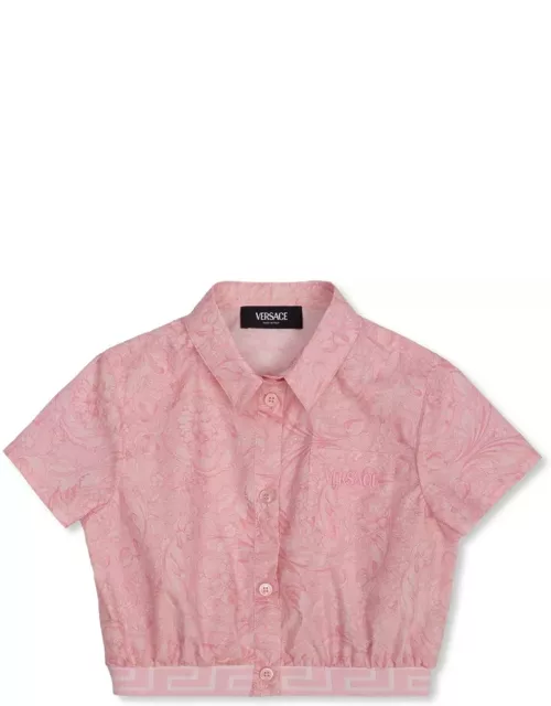 Versace Barocco Short-sleeved Cropped Shirt