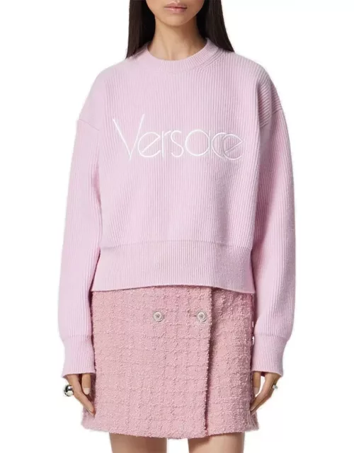 Versace Logo Embroidered Knitted Jumper