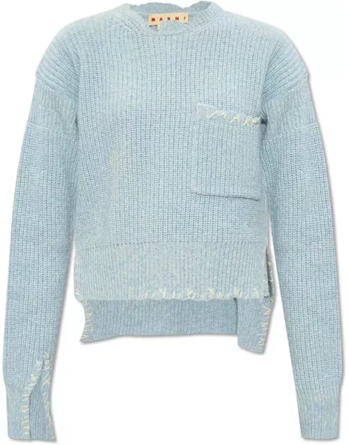Marni Contrast Stitched Logo Embroidered Jumper