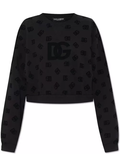 Dolce & Gabbana Dg Logo Flocked Jersey Sweatshirt
