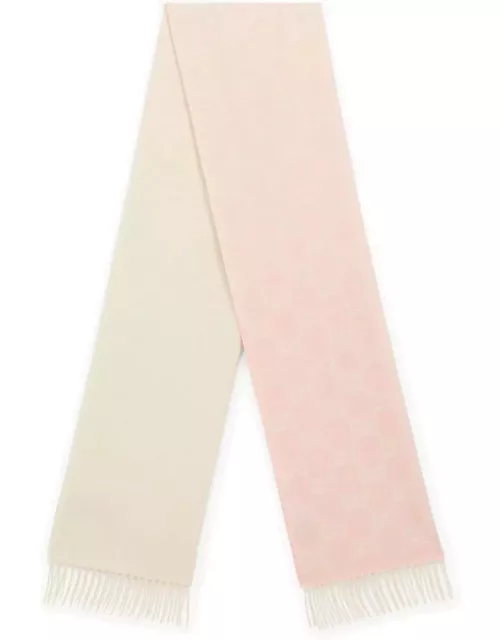 Gucci Ivory/pink Cashmere Scarf With Logo