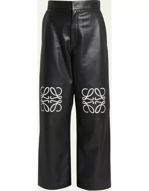 Leather Anagram Knee Trouser