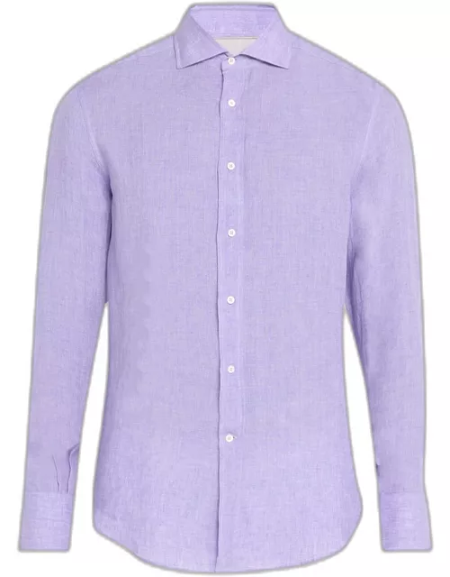 Men's Linen-Cotton Casual Button-Down Shirt
