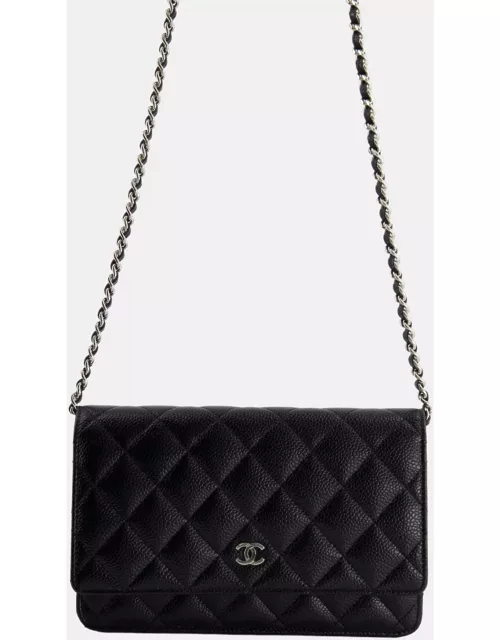 Chanel Black Wallet on Chain in Caviar with Silver Hardware