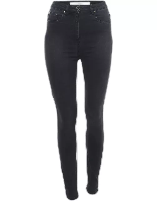 Elisabetta Franchi Charcoal Black Skinny Denim Jeans S Waist