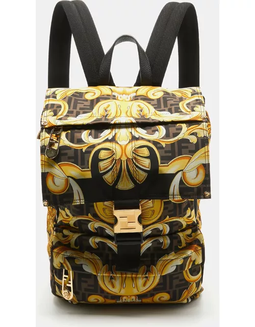 Fendi x Versace Multicolor Printed Barocco Nylon Backpack