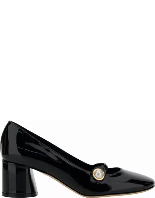 Casadei emily Black Pointed Pumps With Pearl Detail In Patent Leather Woman