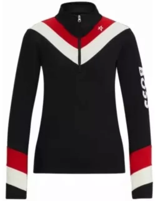 BOSS x Perfect Moment sweatshirt with stripes and branding- Black Women's Sweatshirt
