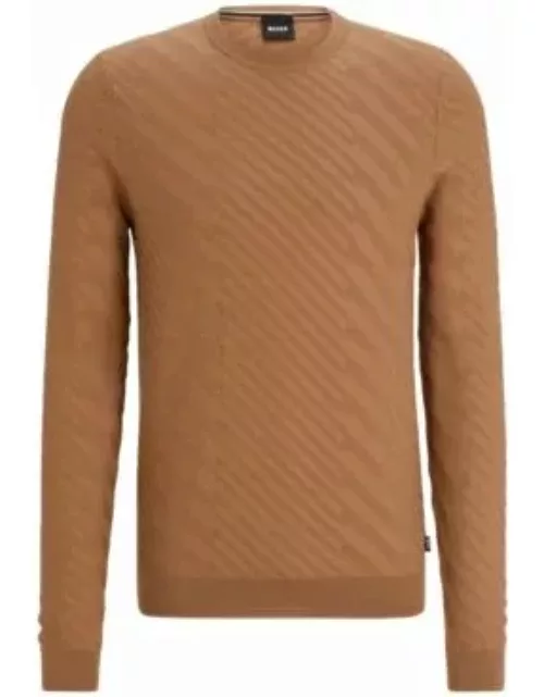 Graphic-jacquard sweater in a virgin-wool blend- Beige Men's Sweater