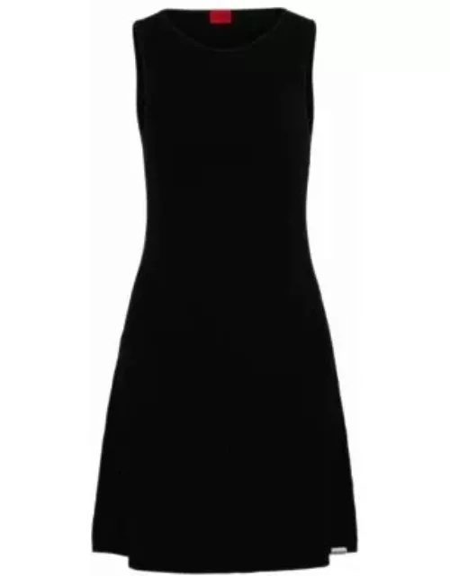 Fit-and-flare sleeveless dress with seam details- Black Women's Knitted Dresse