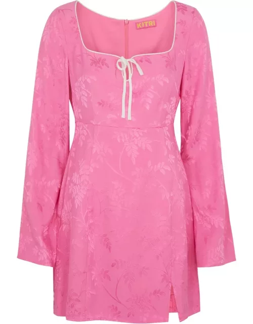 Kitri Elspeth Floral-jacquard Mini Dress - Pink - 12 (UK12 / M)