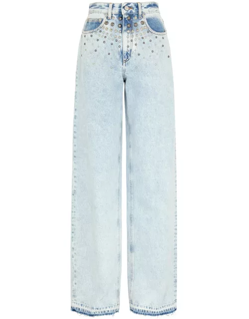 Alessandra Rich Stud-embellished Wide-leg Jeans - Light Blue - 28 (W28 / UK10 / S)