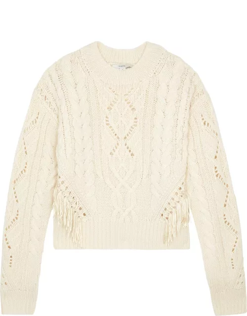 Vince Fringed Cable-knit Wool-blend Jumper - Cream - XL (UK16 / XL)
