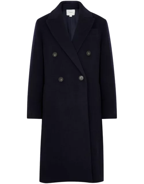 Vince Brushed Wool-blend Coat - Dark Blue - S (UK8-10 / S)