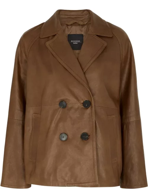 Max Mara Weekend Oria Double-breasted Leather Jacket - Brown - 14 (UK14 / L)